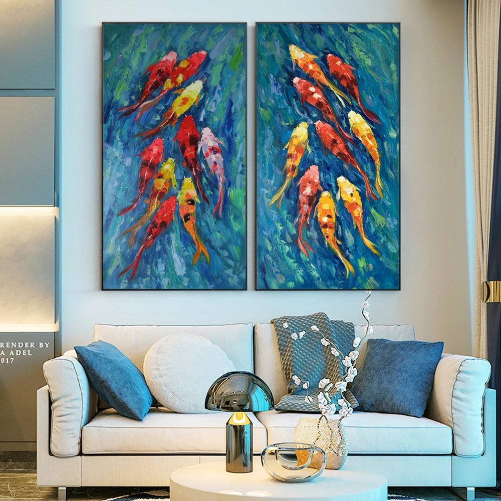 Abstract Swimming Fish Canvas Print