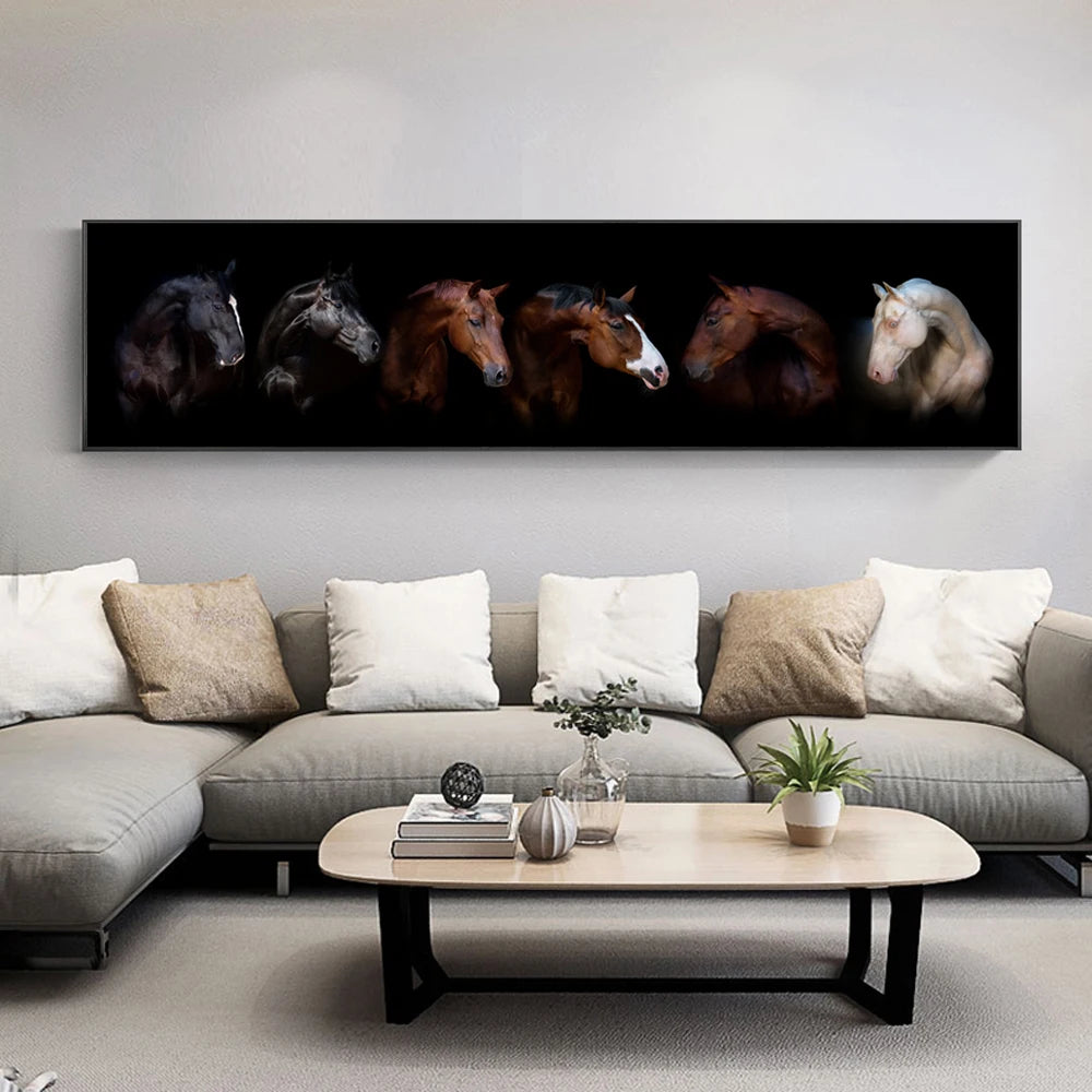 Black and White Horses Canvas Print