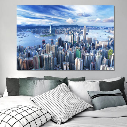 hong kong city skyline at night canvas wall art