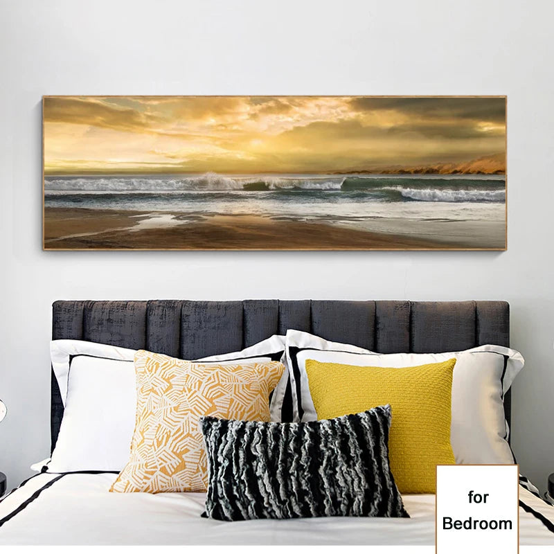 abstract seascape wave and beach oil style canvas