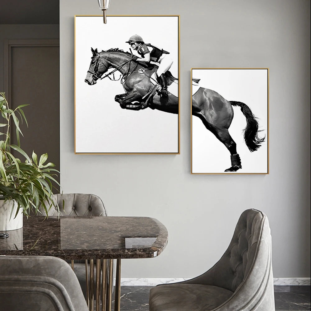 Two-Panel Knight & Black Horse Canvas Print