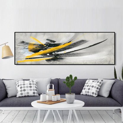 minimal black and yellow abstract oil canvas print