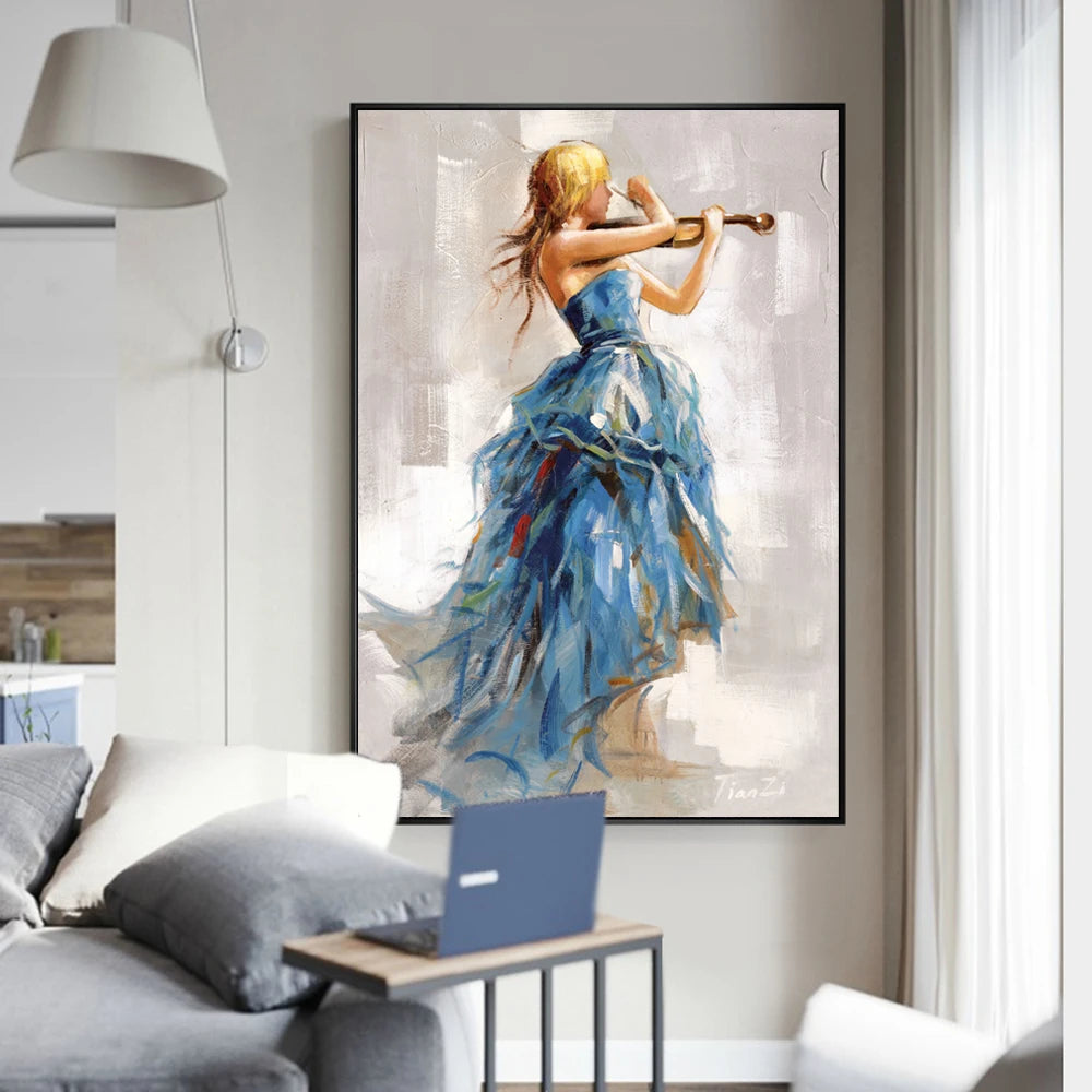 Elegant canvas of a girl playing the violin