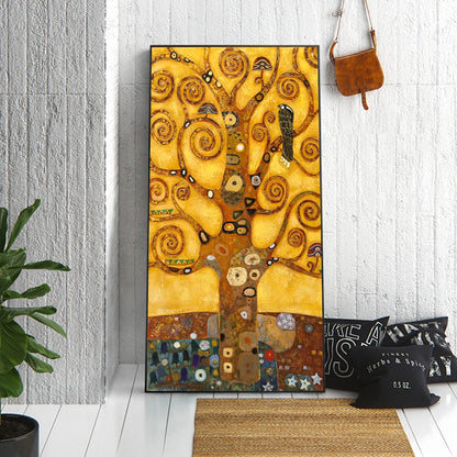 canvas reproduction of Gustav Klimt’s Tree of Life with swirling gold patterns