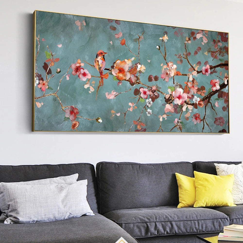 Almond blossom floral canvas wall art