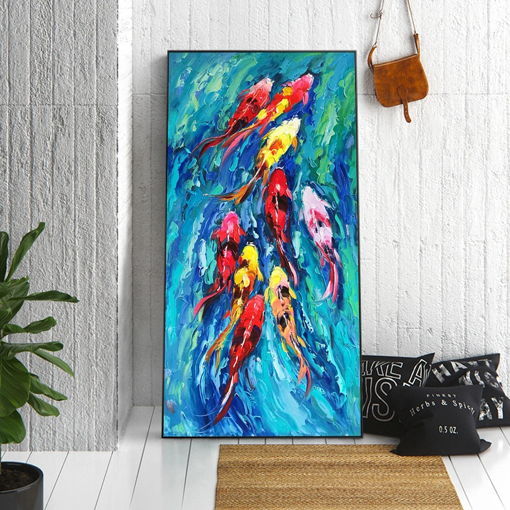 Abstract Swimming Fish Canvas Print