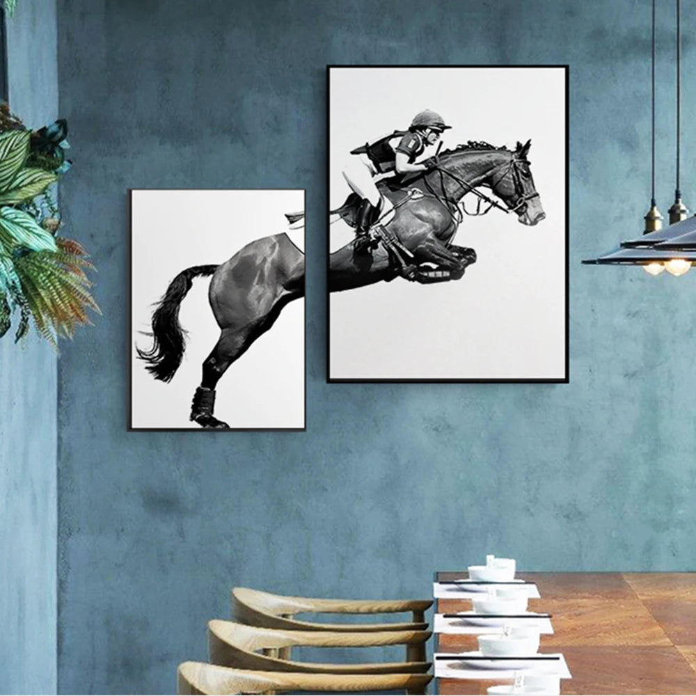 Two-Panel Knight & Black Horse Canvas Print