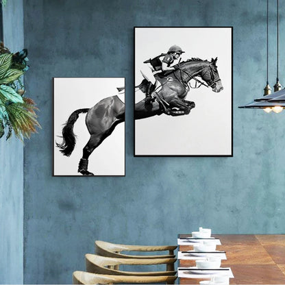 Two-Panel Knight & Black Horse Canvas Print