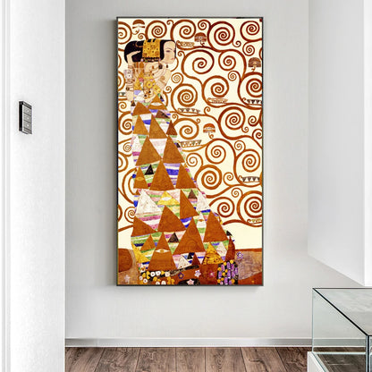 canvas reproduction of Gustav Klimt’s Tree of Life with swirling gold patterns