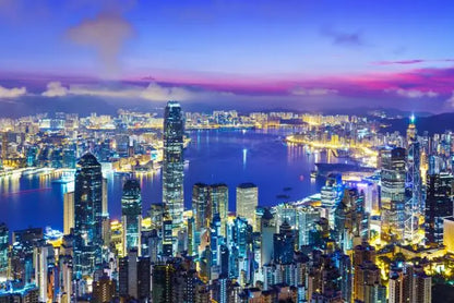hong kong city skyline at night canvas wall art