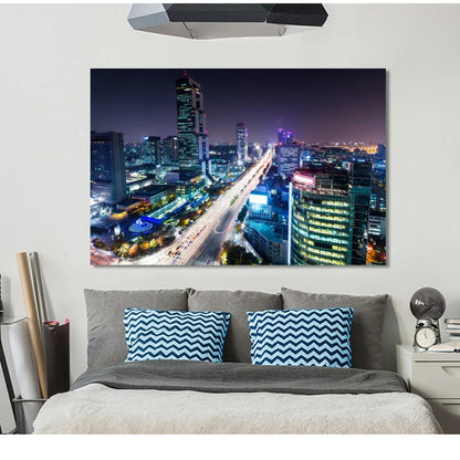hong kong city skyline at night canvas wall art
