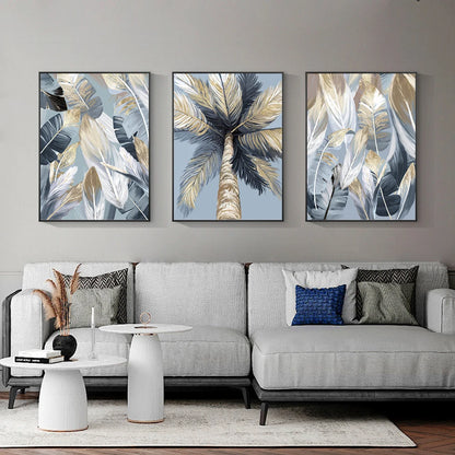 Gold Tropical Palm Leaves Canvas