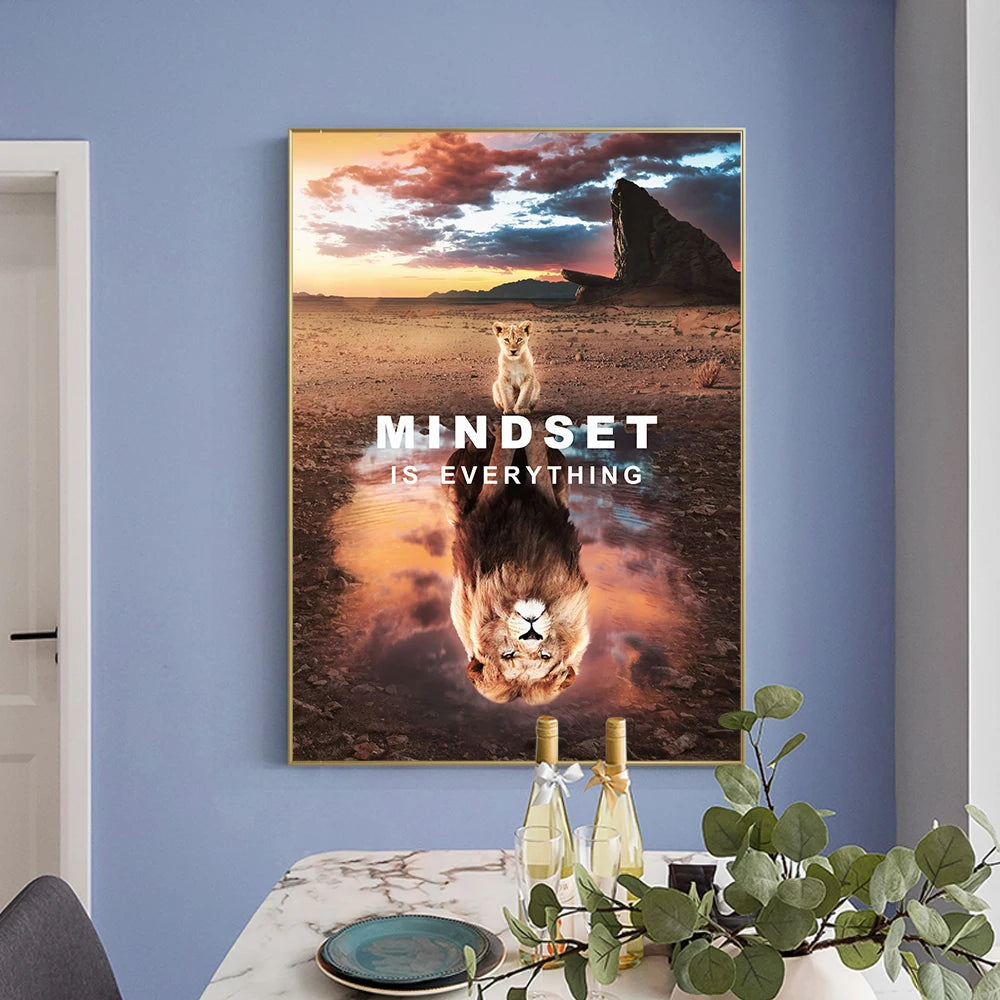 Inspirational lion with quote canvas wall art