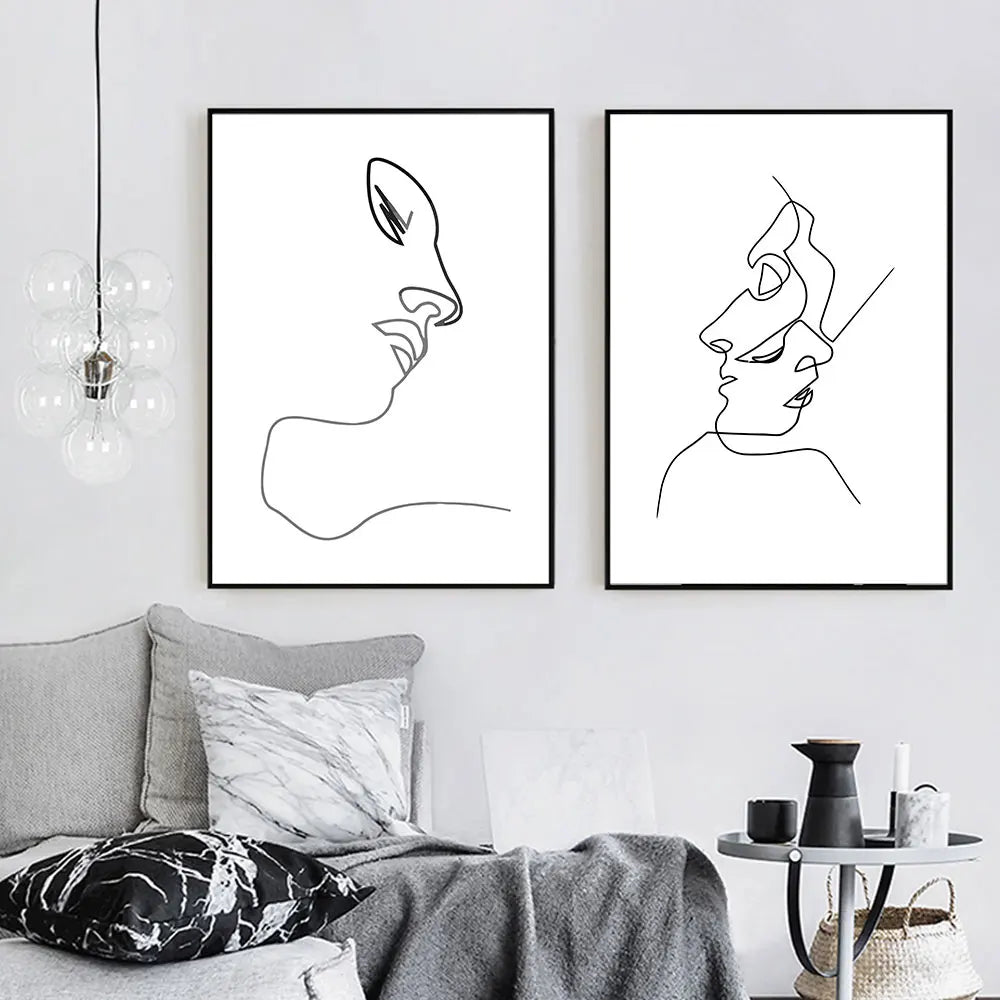 minimal abstract figure line art canvas print
