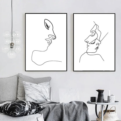minimal abstract figure line art canvas print