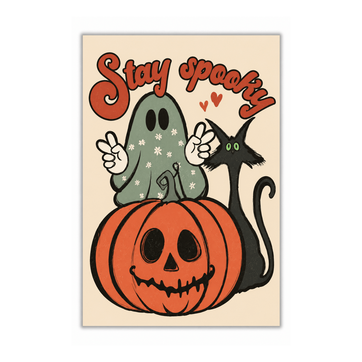 Stay Spooky Pumpkin Black Cat Canvas Print