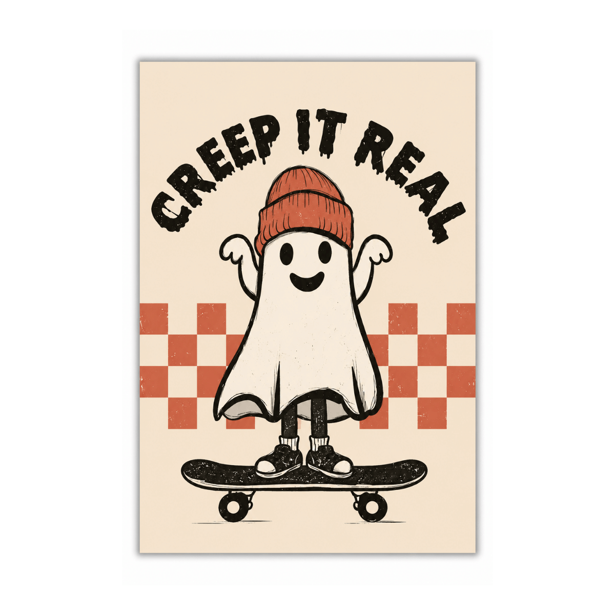 Creep It Real Skateboard Ghost Canvas Print