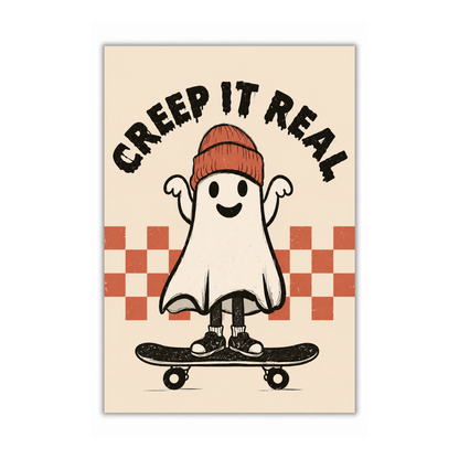 Creep It Real Skateboard Ghost Canvas Print