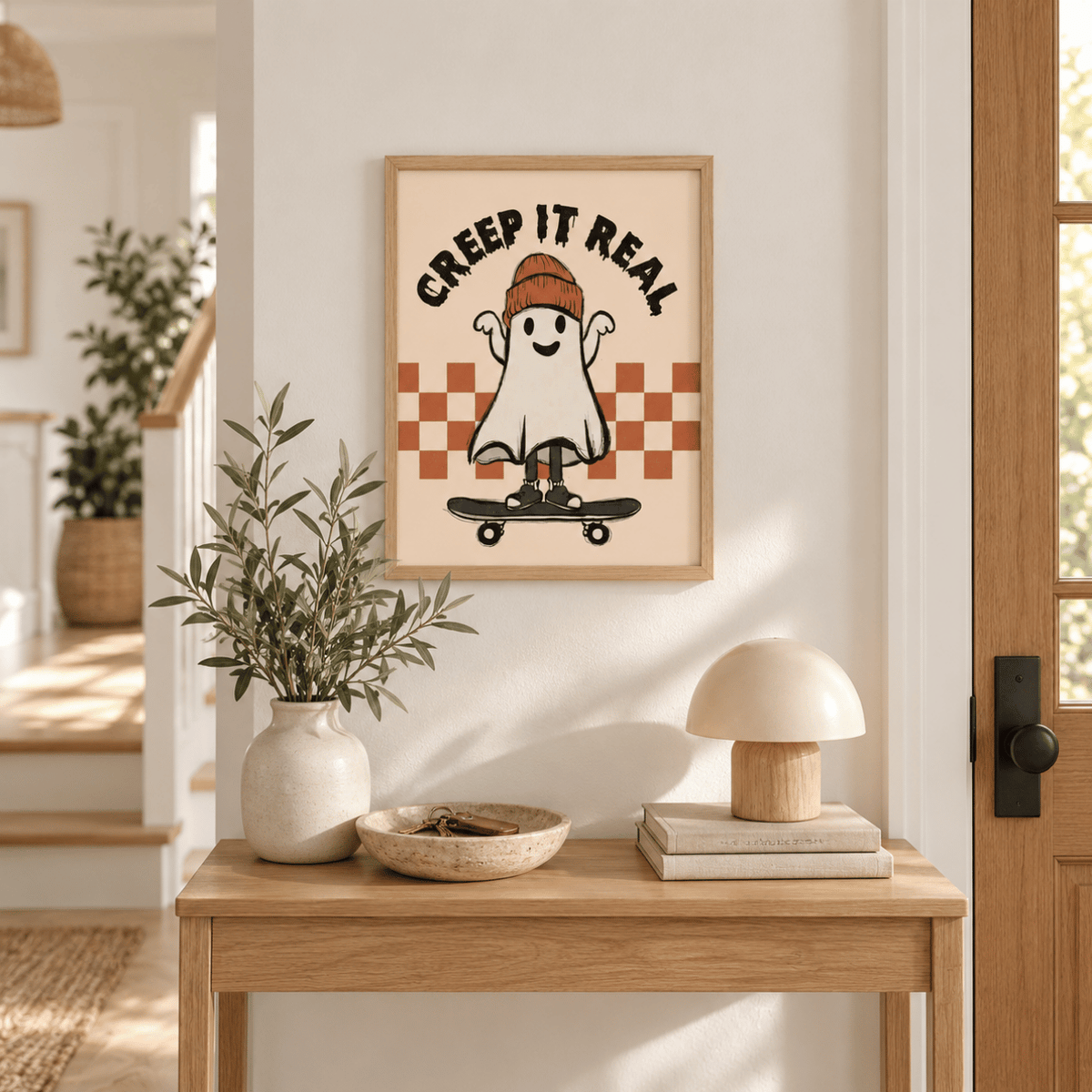 Creep It Real Skateboard Ghost Canvas Print