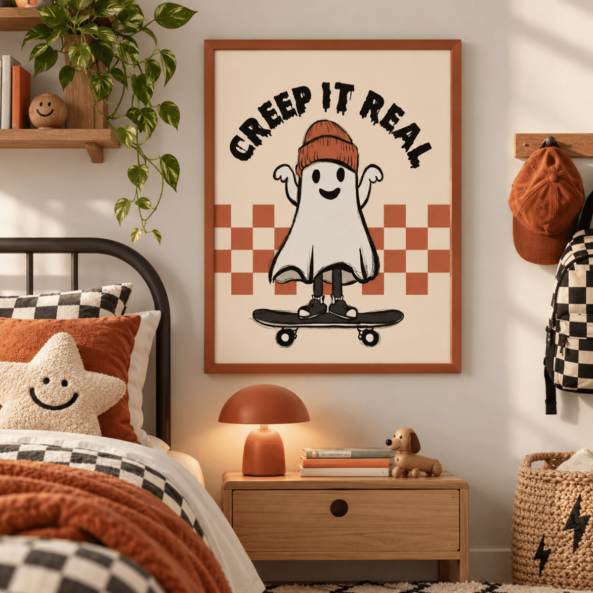 Creep It Real Skateboard Ghost Canvas Print