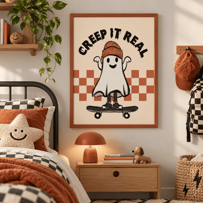 Creep It Real Skateboard Ghost Canvas Print