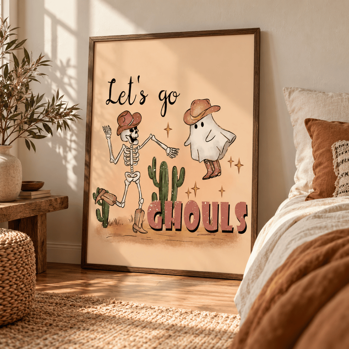 Let’s Go Ghouls Western Halloween Canvas Print