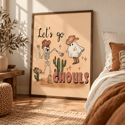 Let’s Go Ghouls Western Halloween Canvas Print