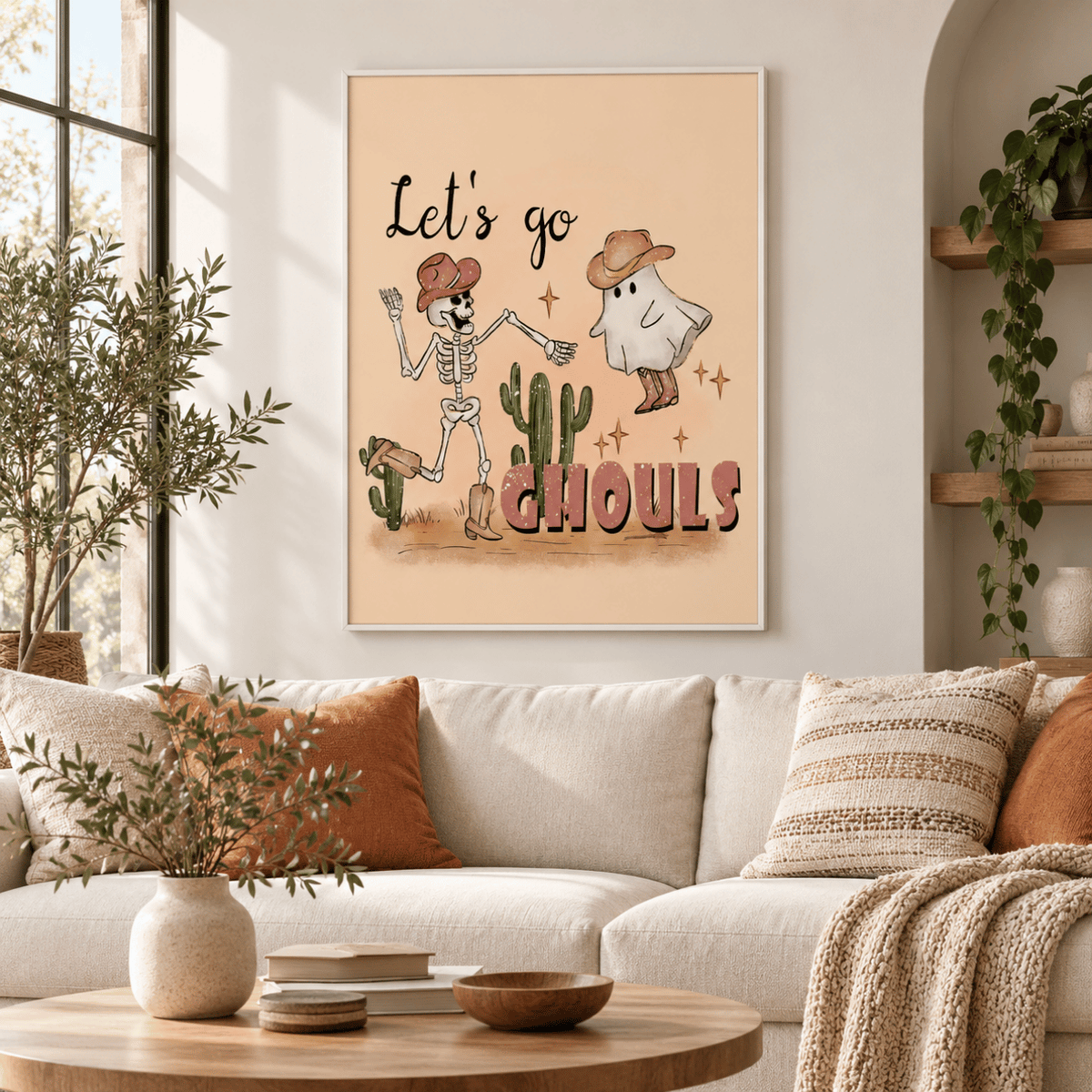 Let’s Go Ghouls Western Halloween Canvas Print