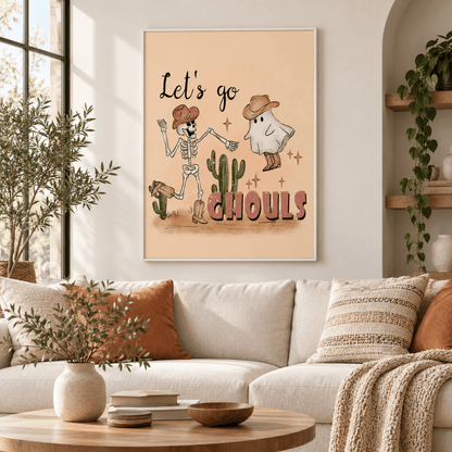 Let’s Go Ghouls Western Halloween Canvas Print