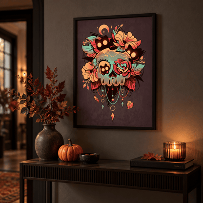 Midnight Bloom Skull Canvas Print