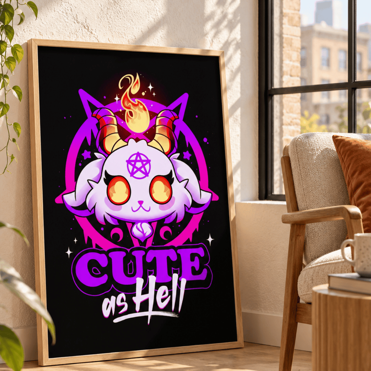 Cute As Hell Demon Cat Canvas Print