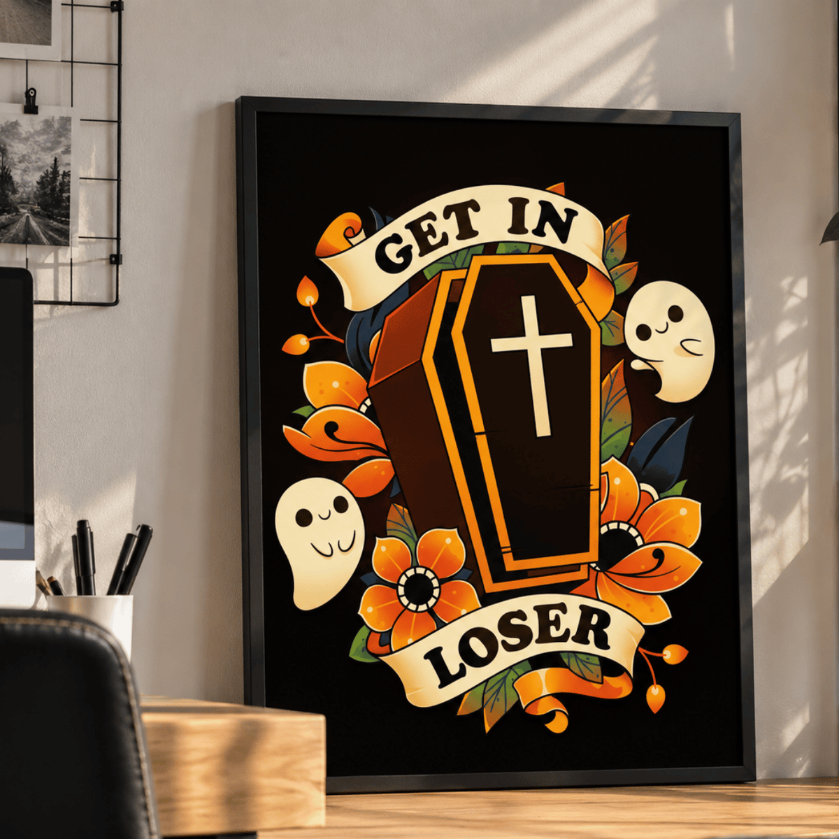 Get In Loser Coffin Canvas Print