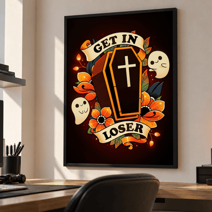 Get In Loser Coffin Canvas Print