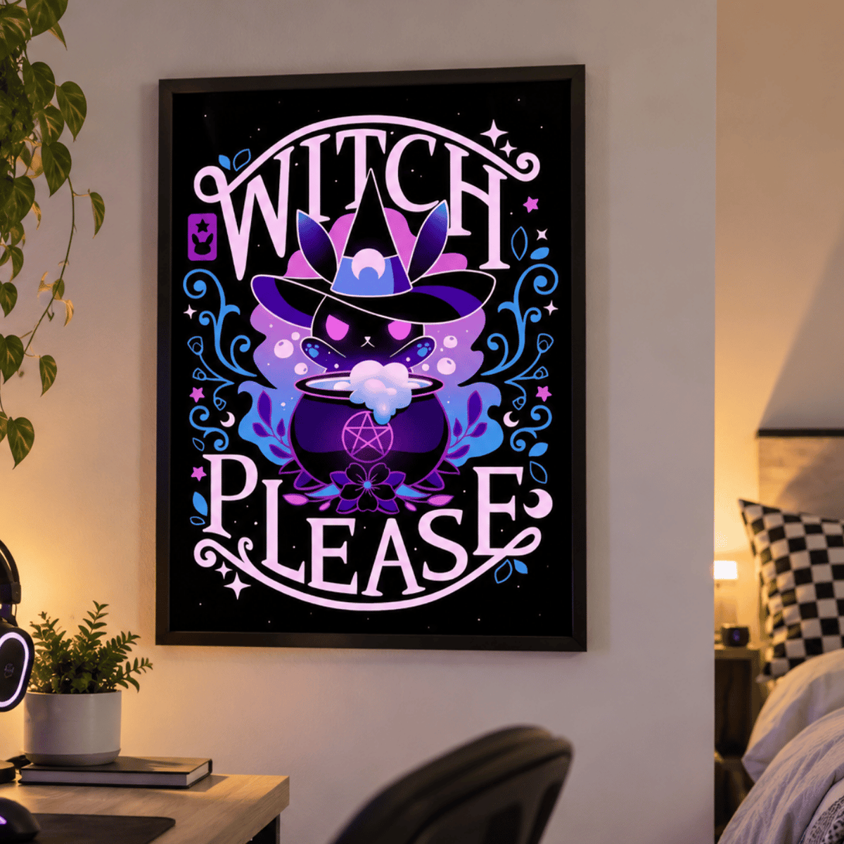 Witch Please Black Cat Canvas Print