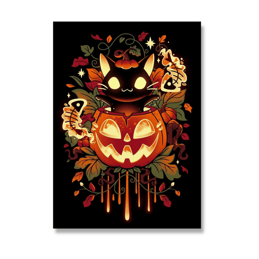 Pumpkin Cat Mischief Canvas Print