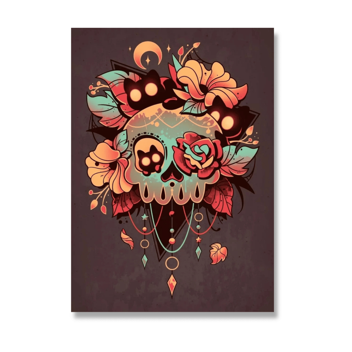 Midnight Bloom Skull Canvas Print