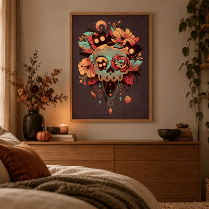 Midnight Bloom Skull Canvas Print