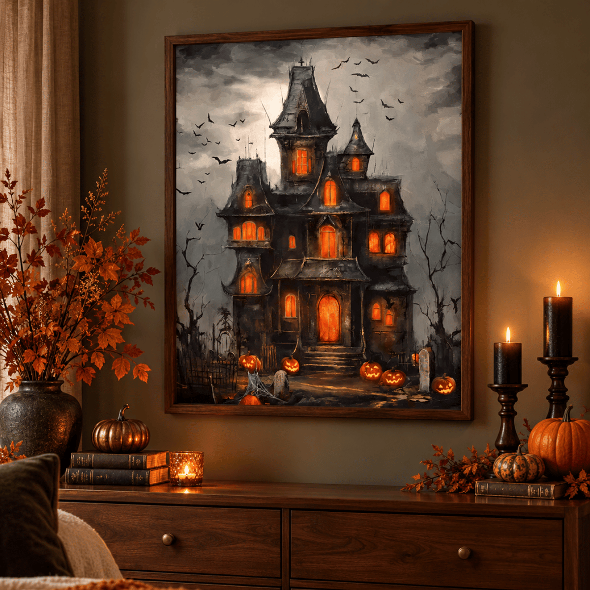 Midnight Manor Haunted House Canvas Print