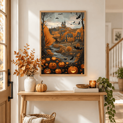 Pumpkin Hollow Halloween Village Canvas Print