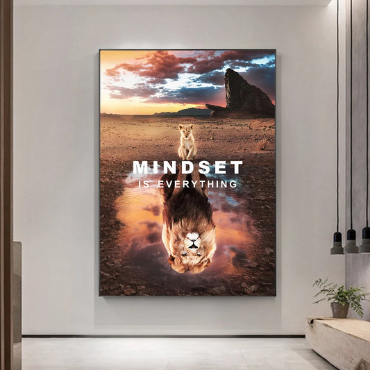 Inspirational lion with quote canvas wall art