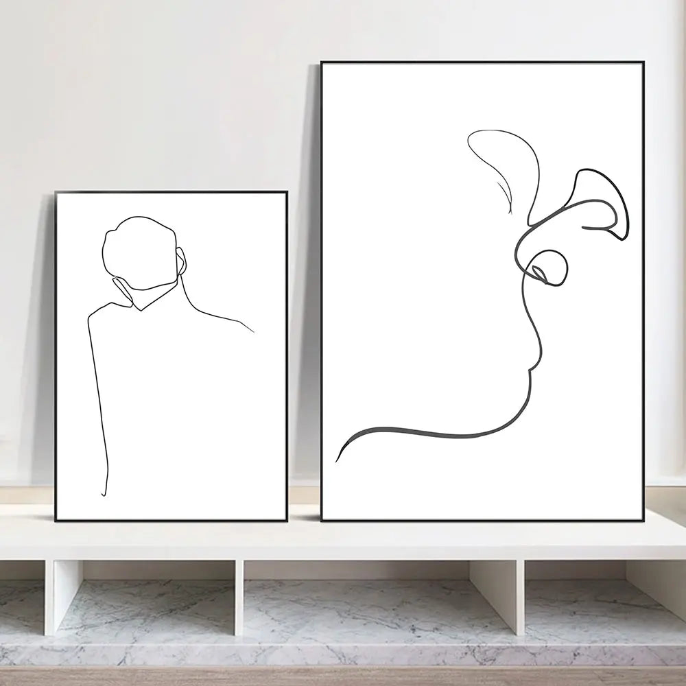 minimal abstract figure line art canvas print
