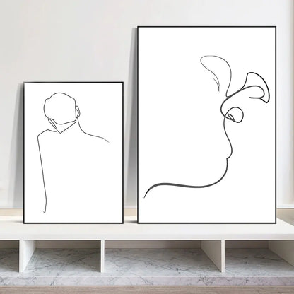 minimal abstract figure line art canvas print