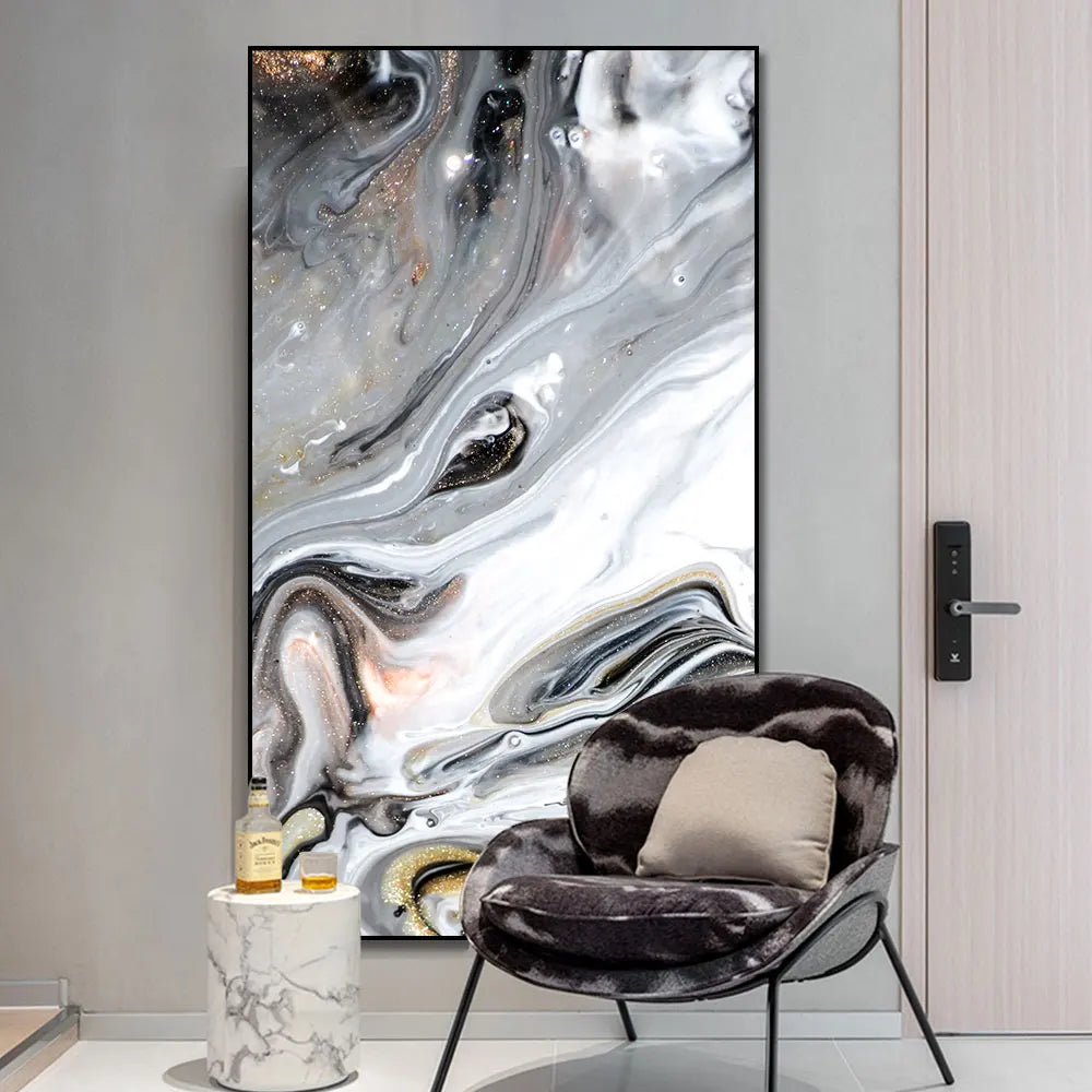 large abstract black ink oil modern canvas wall art