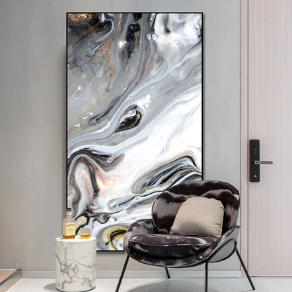 large abstract black ink oil modern canvas wall art