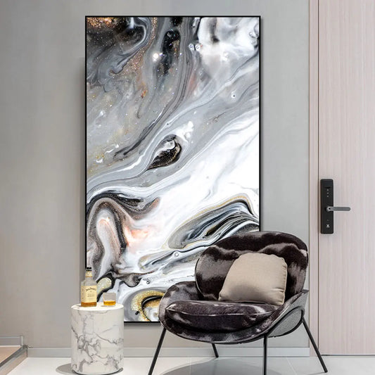 large abstract black ink oil modern canvas wall art