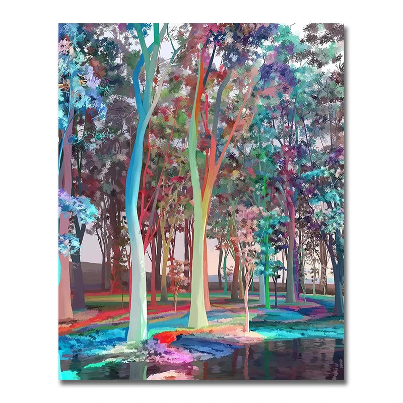 nordic colorful tree of life oil painting canvas