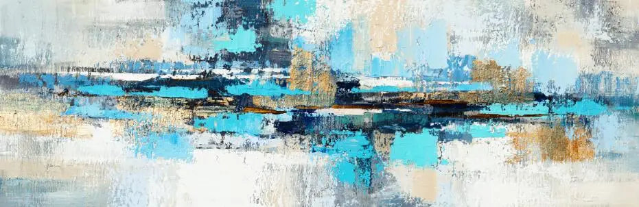 modern blue abstract oil style canvas wall art