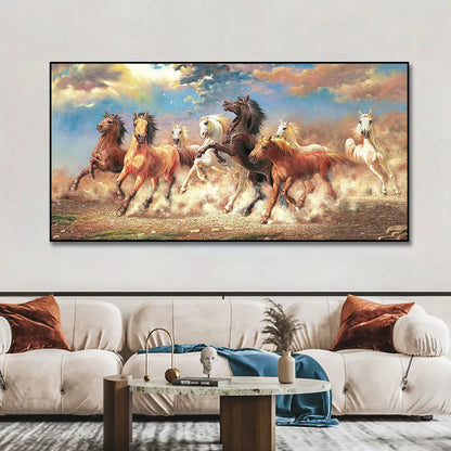 three running horses dynamic animal canvas wall art