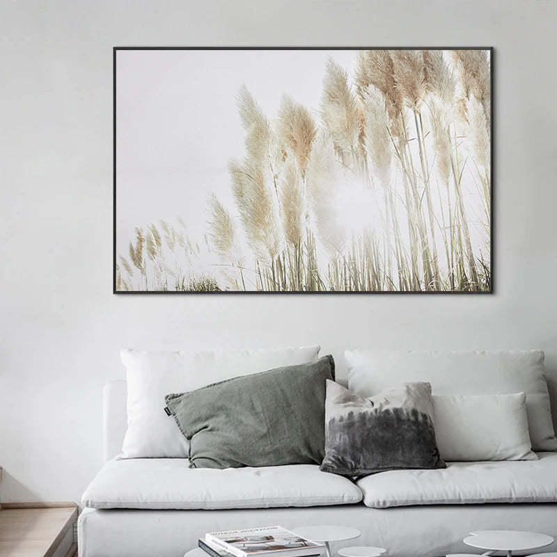 Beige Reed Plants Canvas
