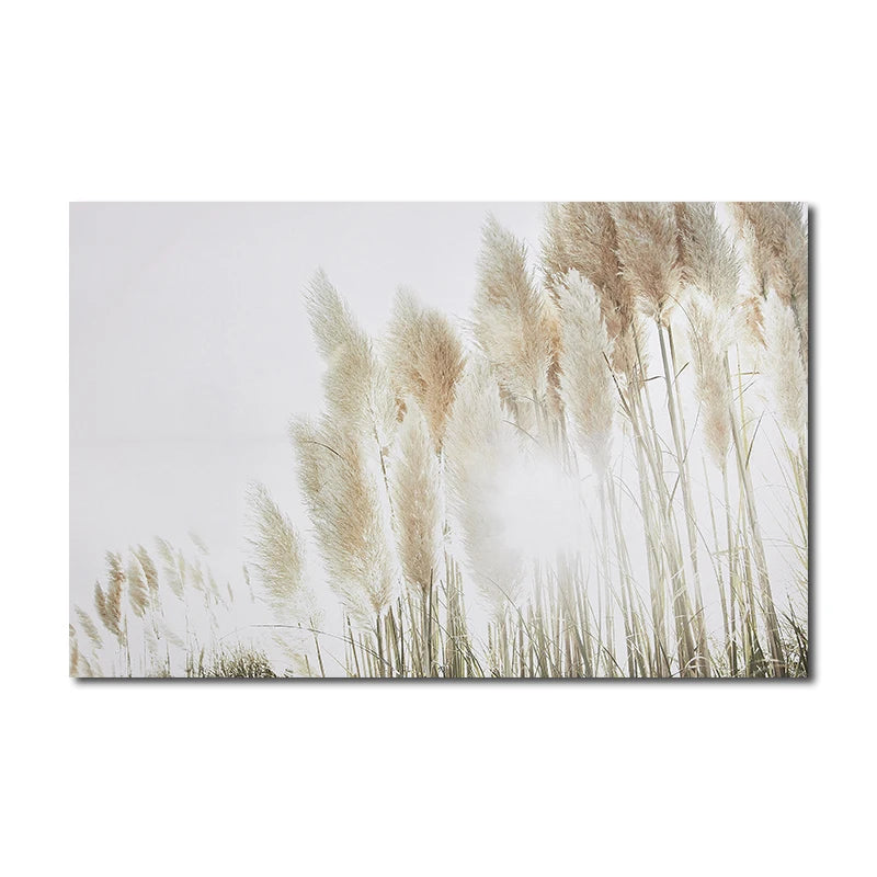 Beige Reed Plants Canvas